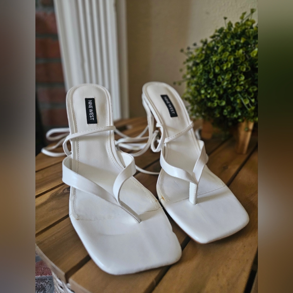 Nine West White Strappy Sandals